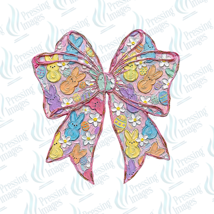 DTF 7327 Brushstroke Easter Bow — detail view — Pressing Images Canada