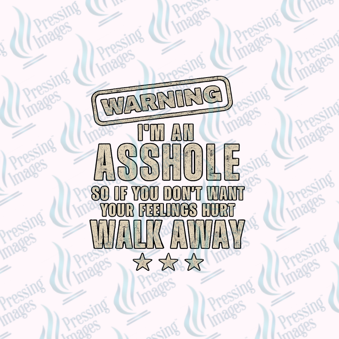 UVD 7368 Warning I'm An Asshole — detail view — Pressing Images Canada