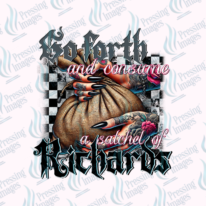 DTF 7398 Go Forth Eat A Bag Of Richards — detail view — Pressing Images Canada