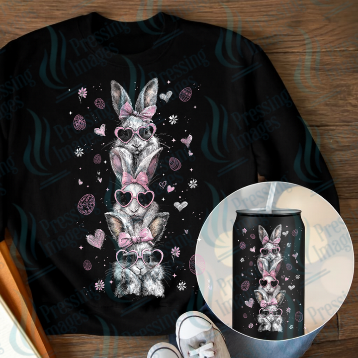 DTF 7412 Stacked Bunnies — Pressing Images Canada
