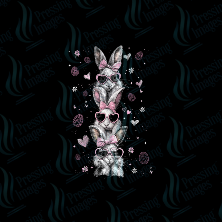 DTF 7412 Stacked Bunnies — detail view — Pressing Images Canada