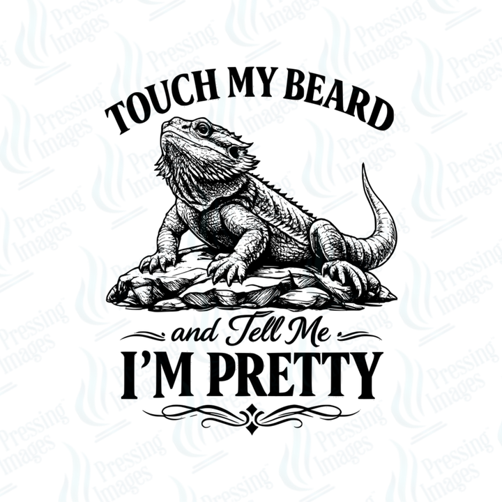 DTF 7417 Touch My Beard — application example — Pressing Images Canada