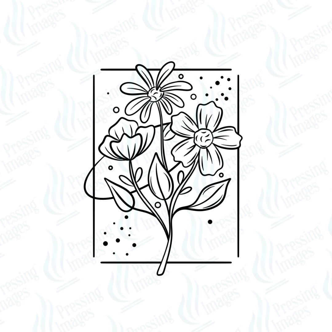 UVD 7429 Line Work Floral — size reference — Pressing Images Canada