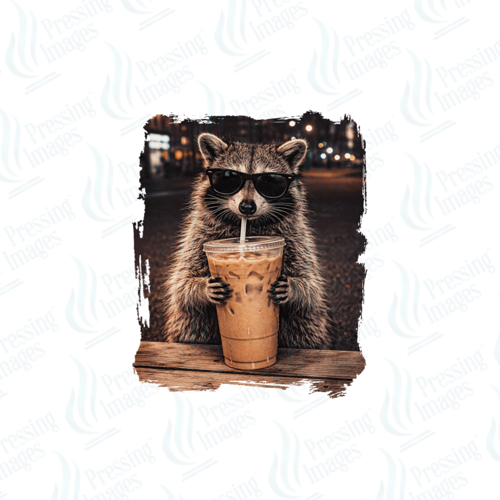 UVD 7430 Raccoon Iced Coffee — detail view — Pressing Images Canada