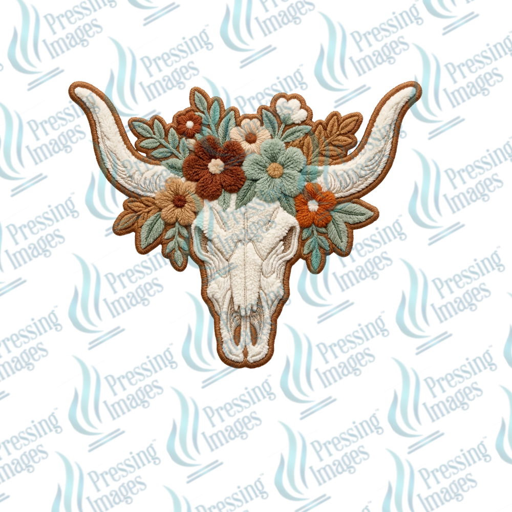 DTF 7472 Faux Bull Skull — detail view — Pressing Images Canada