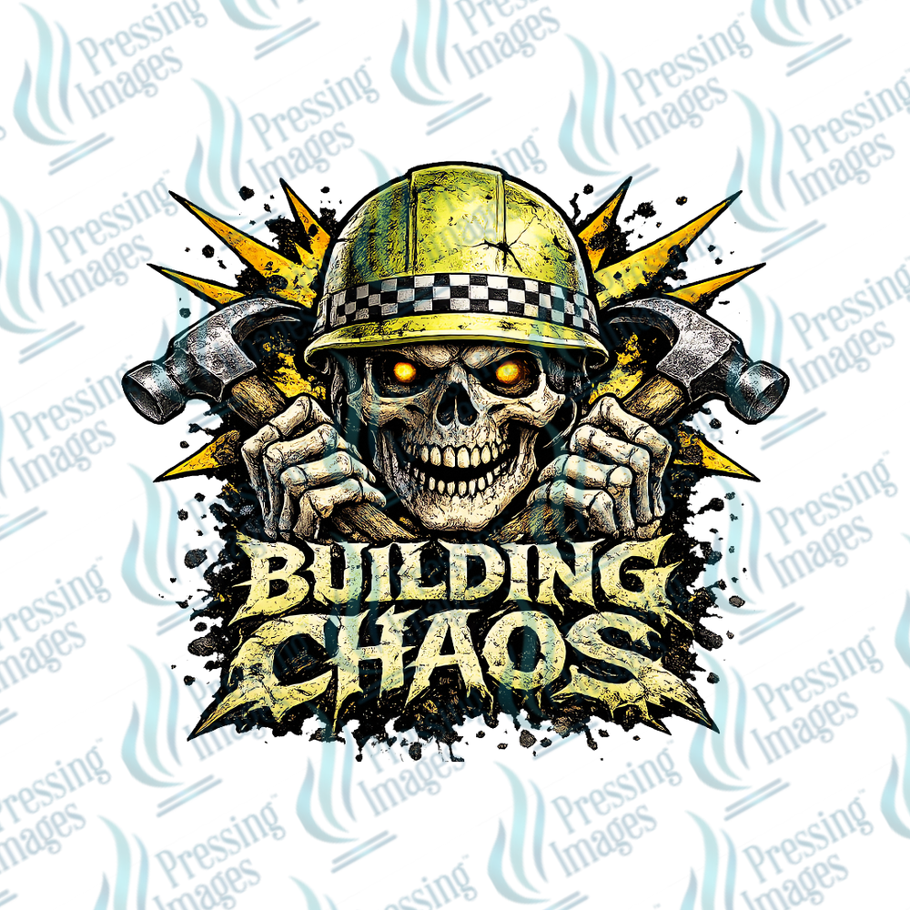 DTF 7475 Building Chaos — detail view — Pressing Images Canada