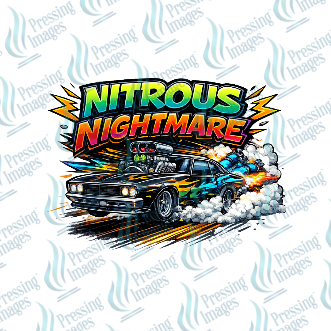 DTF 7477 Nitrous Nightmare — detail view — Pressing Images Canada