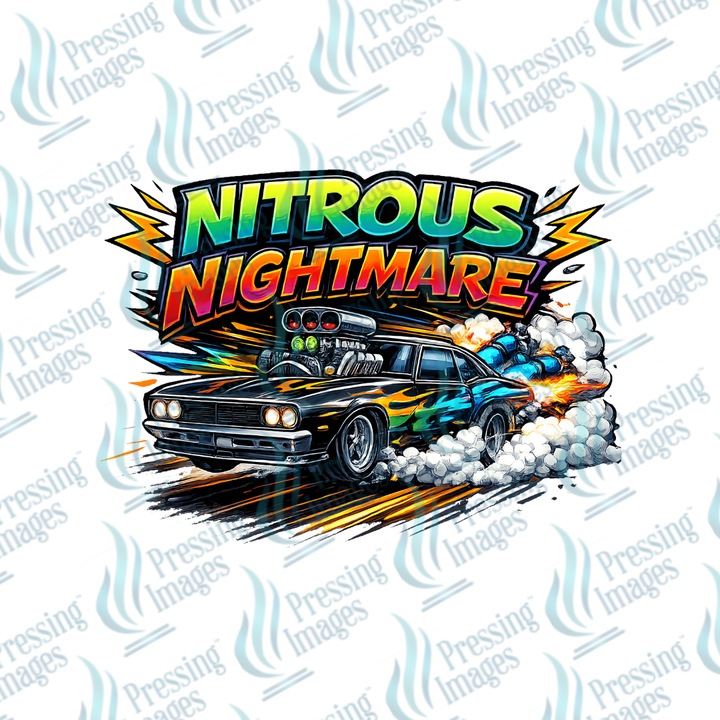 DTF 7477 Nitrous Nightmare — detail view — Pressing Images Canada