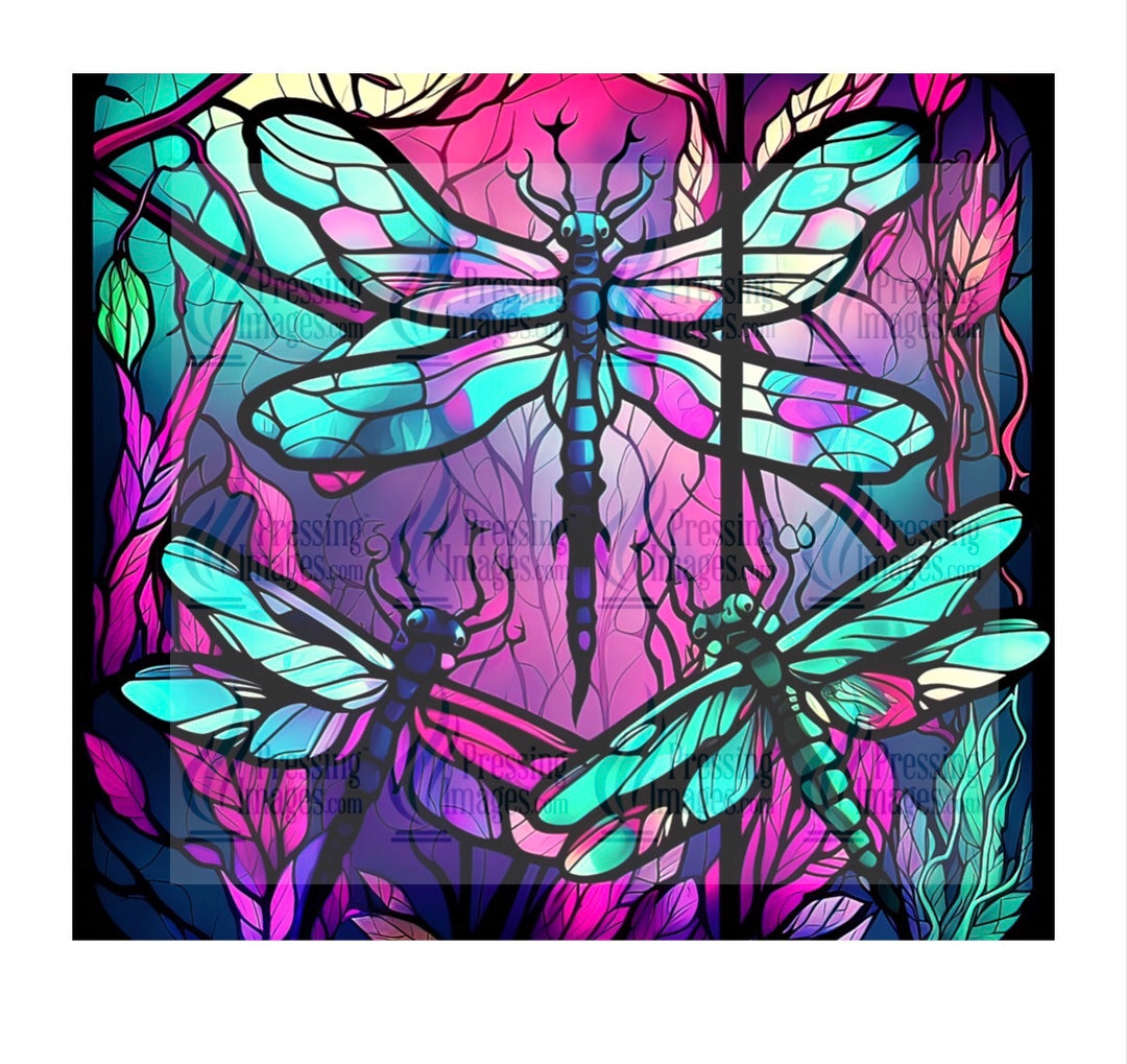 8012 Dragonfly stained glass tumbler Wrap