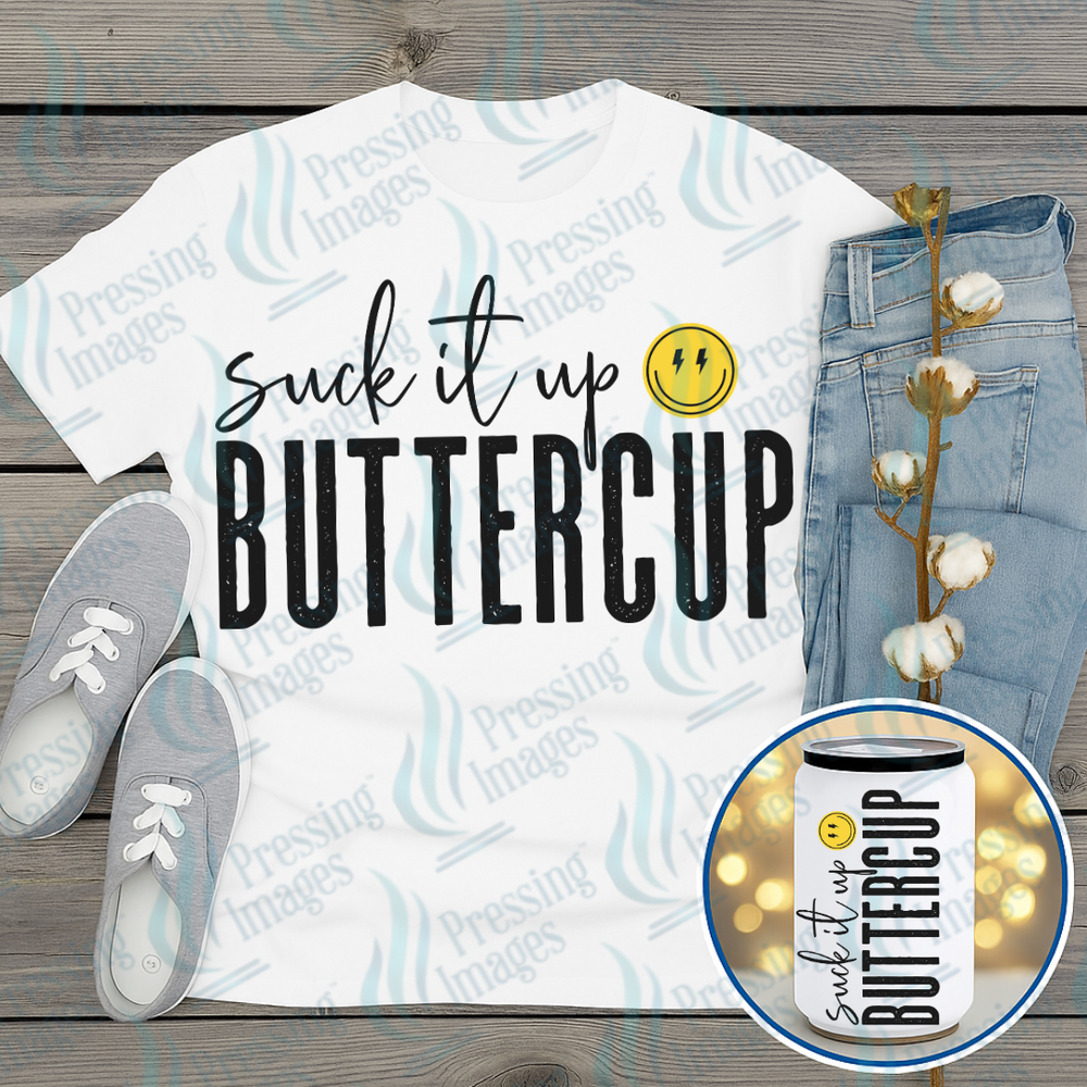UVD 7512 Suck It Up Buttercup — detail view — Pressing Images Canada