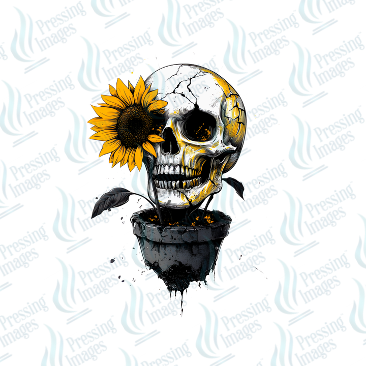 DTF 7539 Sunflower Potted Skull