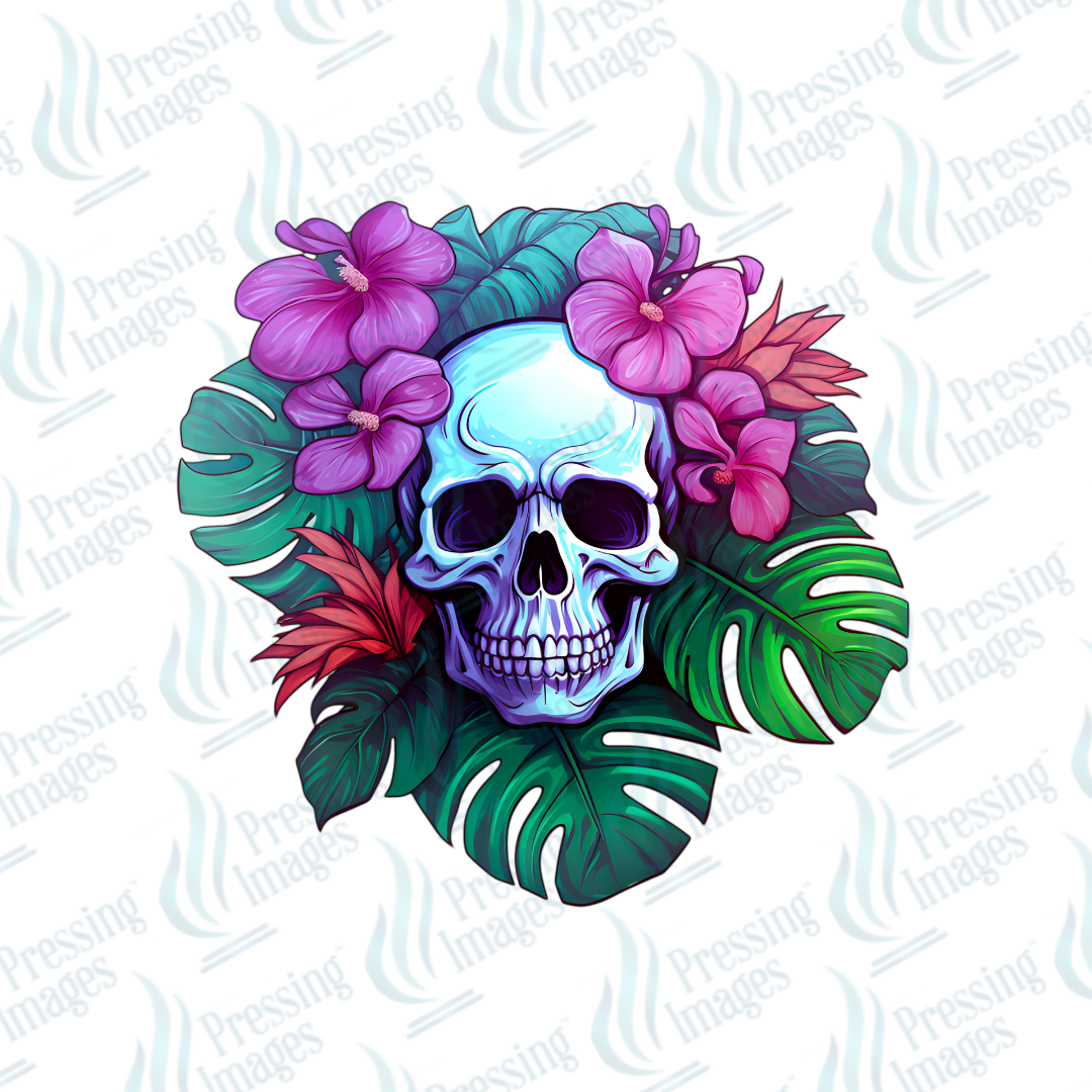 DTF 7556 Floral Skellie — detail view — Pressing Images Canada