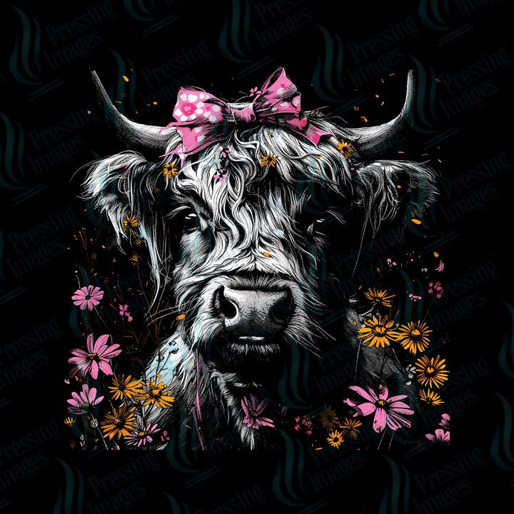 UVD 7576 Cow With Bow — detail view — Pressing Images Canada