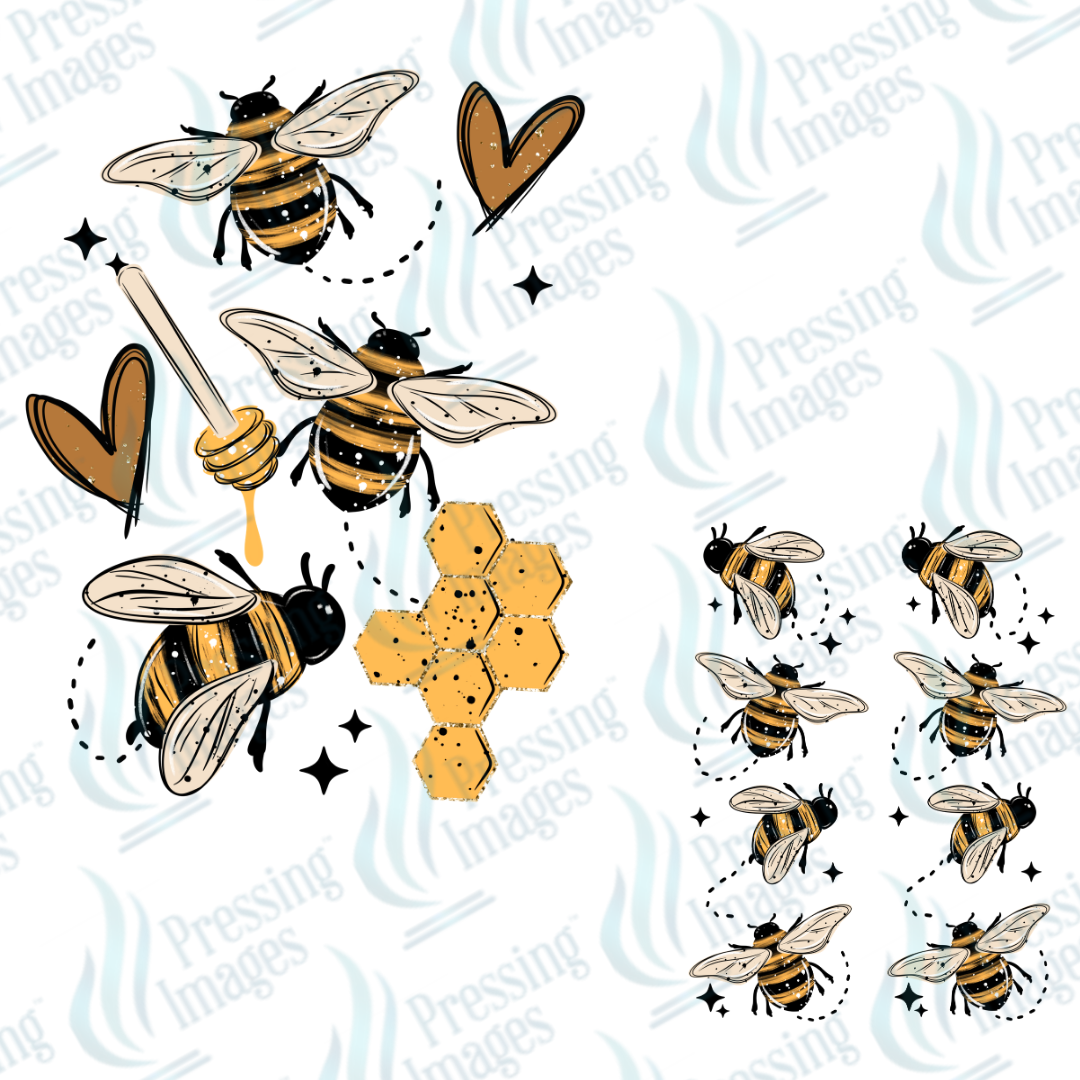 Bees and Honey w/sleeve DTF Transfer | Pressing Images (DTF 7588)