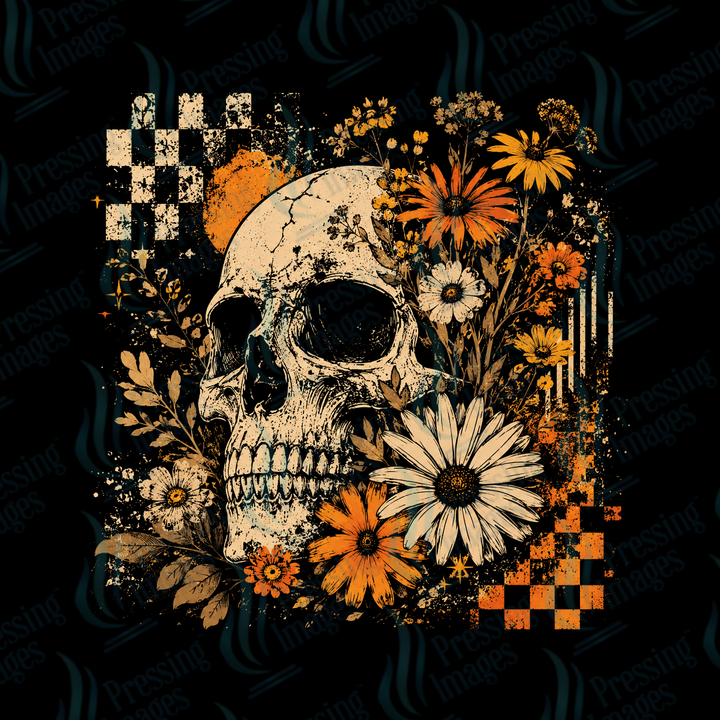 Checkered Skeleton Pressing Images (DTF 7644)