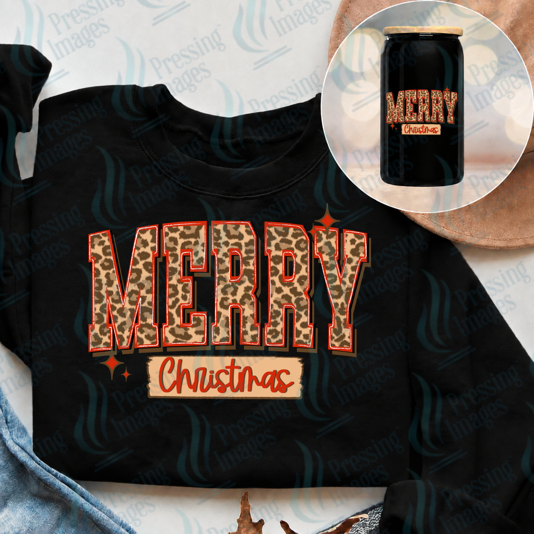 Merry Christmas Varsity LEOPARD PRINT| Pressing Images (#7674)