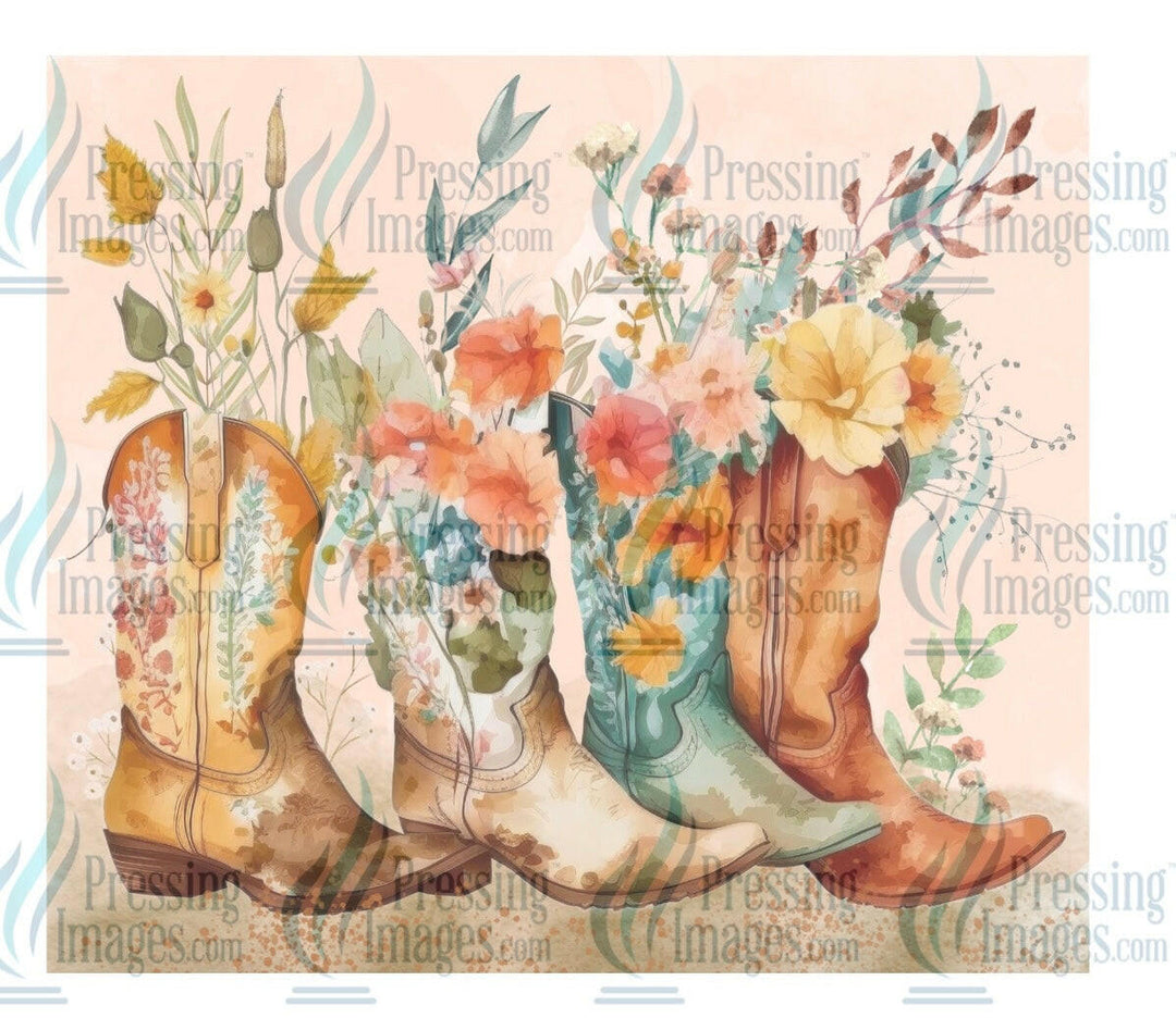 8088 cowboy boots and flowers.