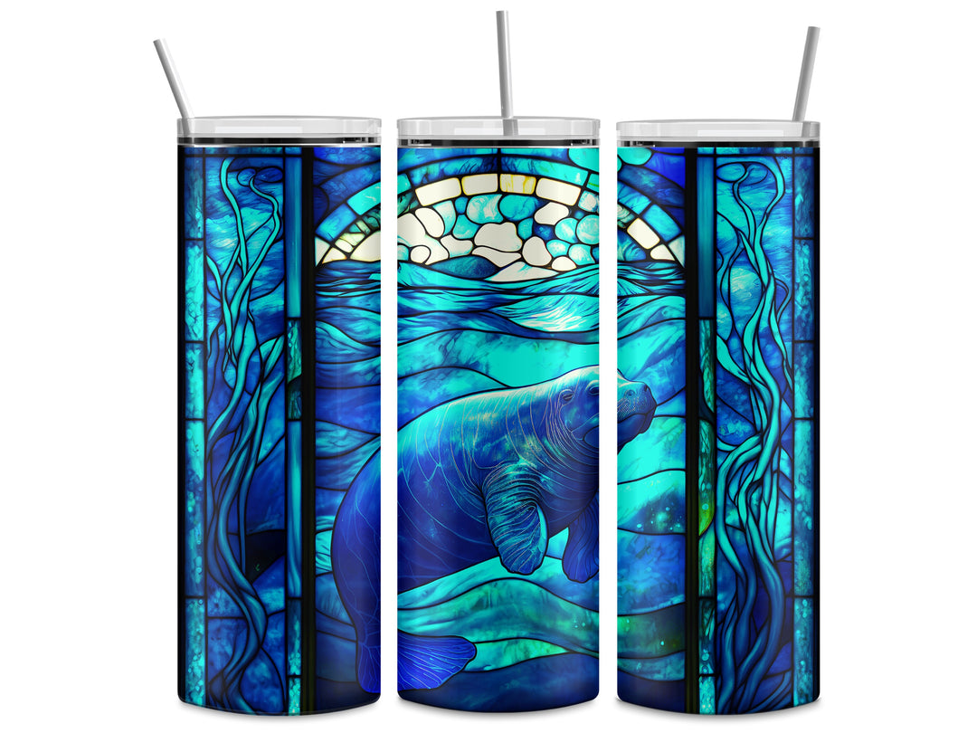 8017 Manatee stained glass tumbler Wrap