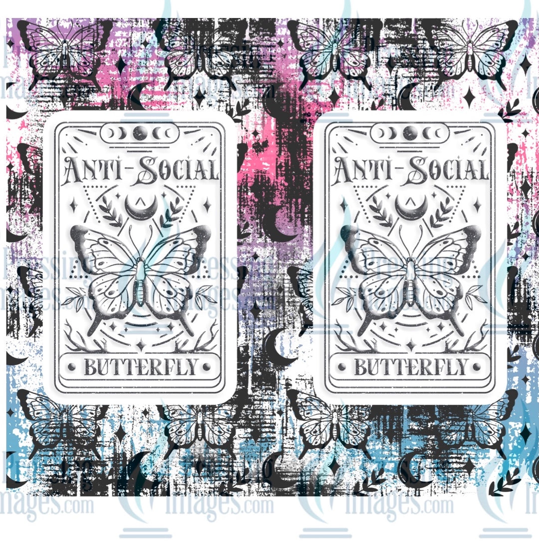 8254 Anti social butterfly tumbler wrap