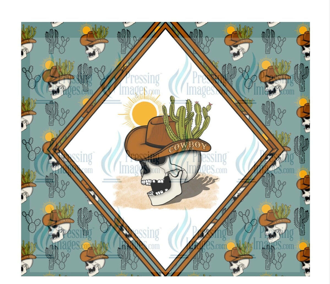 8081 Cowboy skeleton tumbler Wrap.