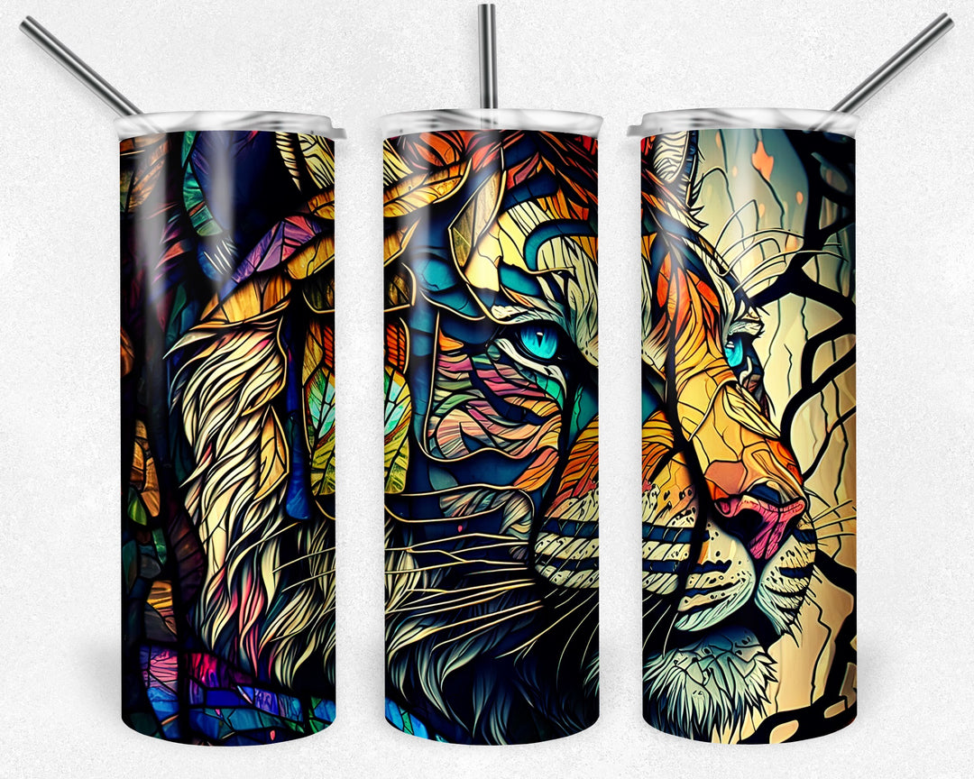 8022 Tiger stained glass tumbler Wrap