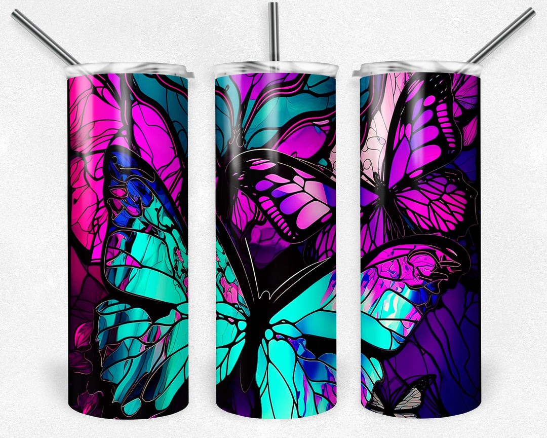 8011 Butterfly stained glass tumbler Wrap