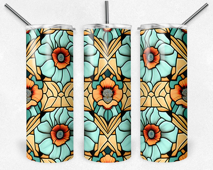 8035 Flower stained glass tumbler Wrap