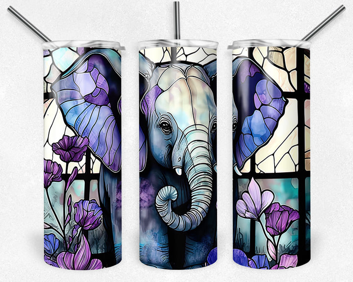 8015 Elephant stained glass tumbler Wrap