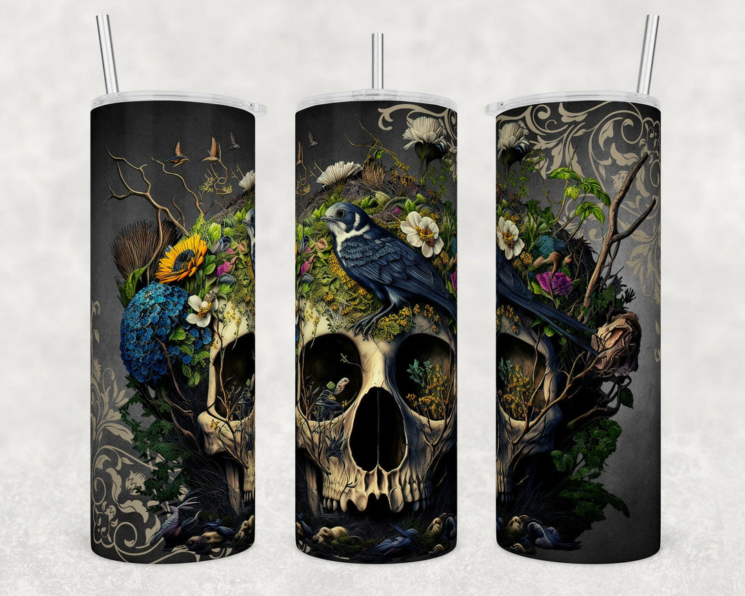 4934 Skull floral tumbler Wrap.