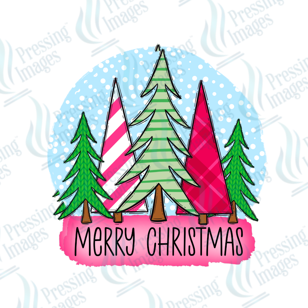 Decal 2024 Merry Christmas Trees Pink