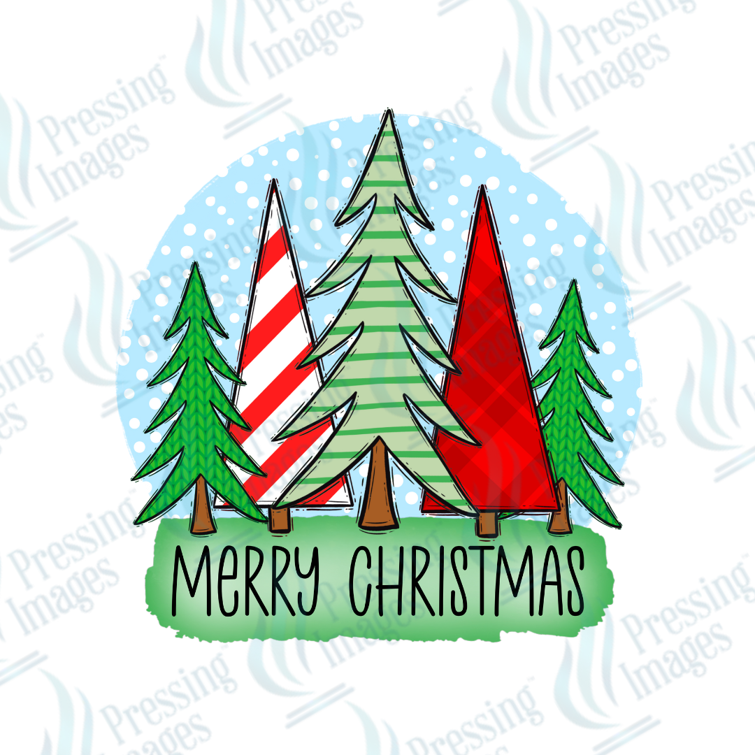 Decal 2026 Merry Christmas Red and Green Trees