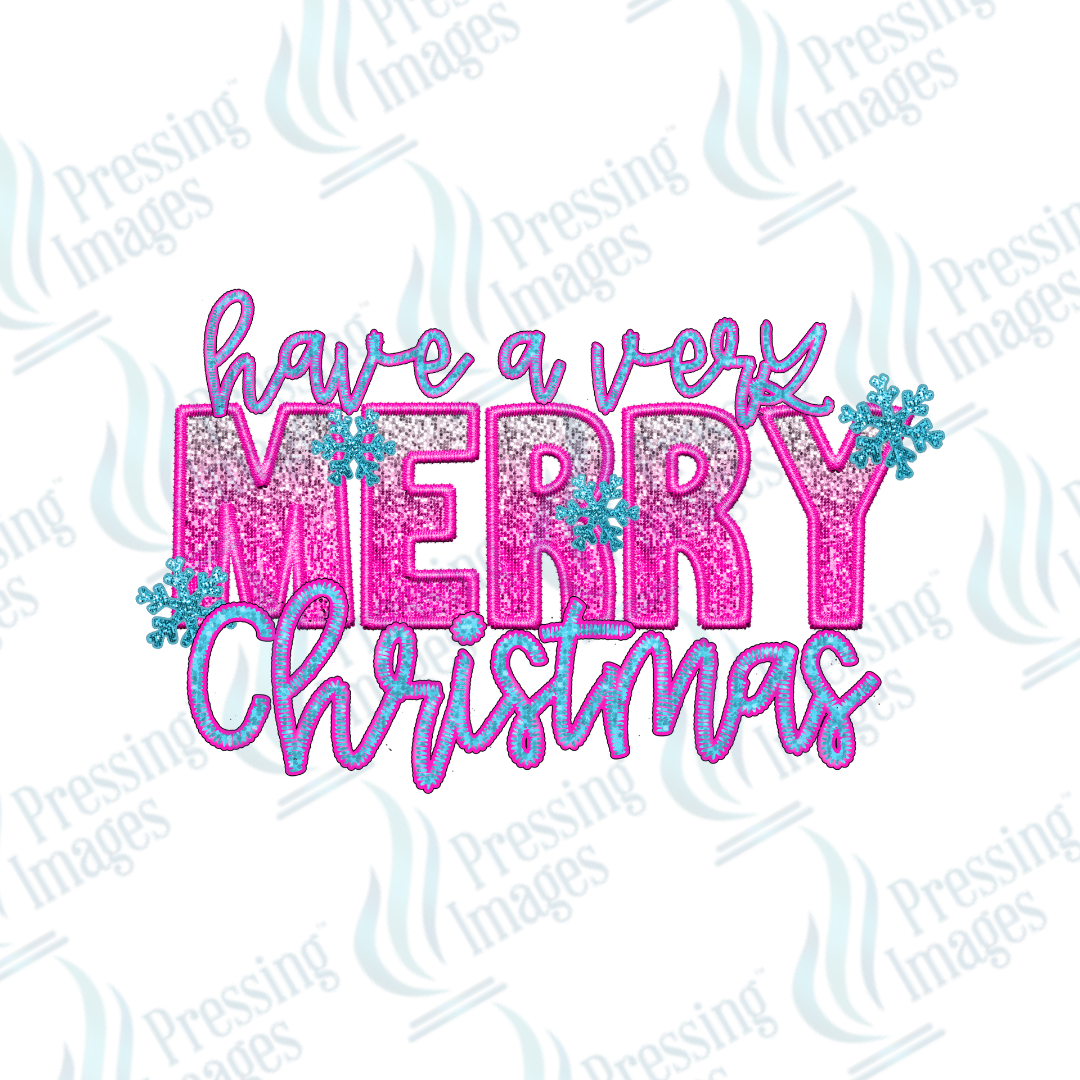 Decal 2035 Very Merry Pink Stitching