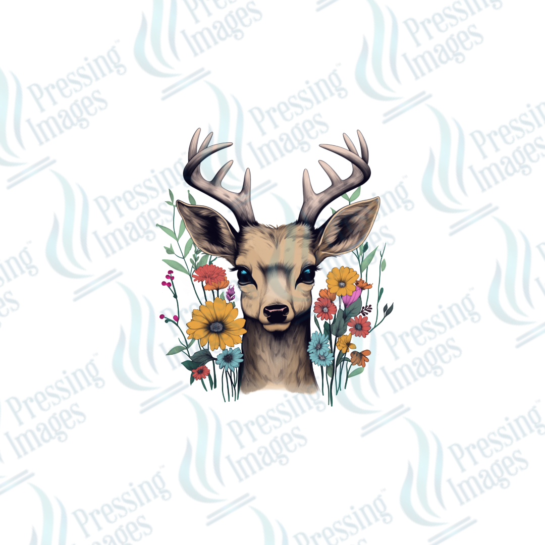 Decal 2058 Deer Head Floral