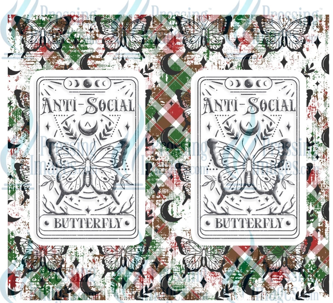 8257 Anti social butterfly tumbler wrap