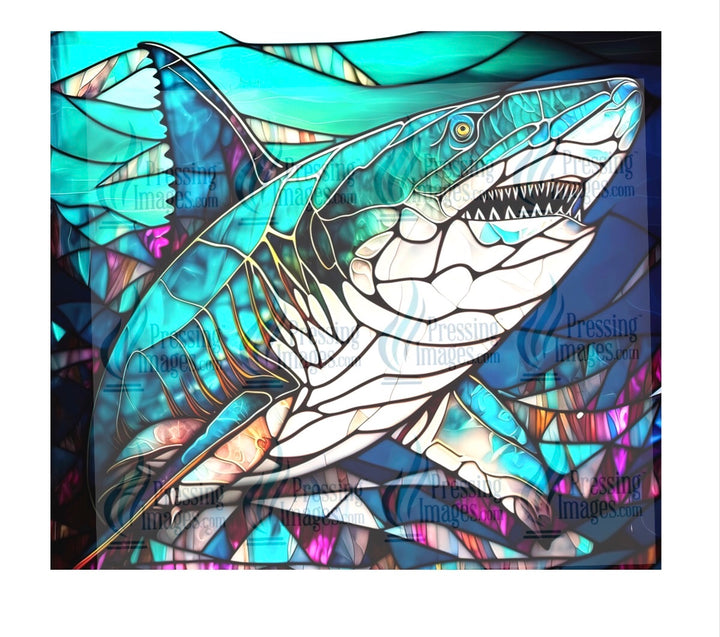 8025 Shark stained glass tumbler Wrap