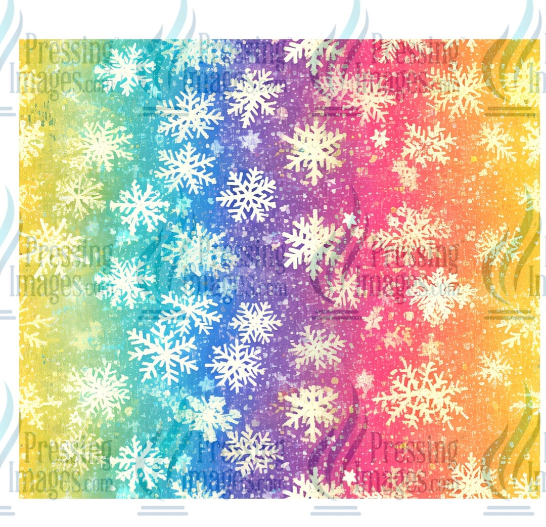 8339 Rainbow snowflake tumbler wrap