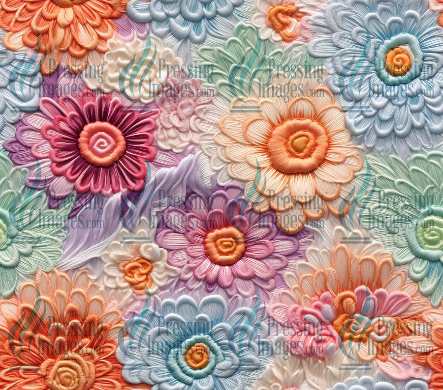 15338 embroidered flower tumbler Wrap.