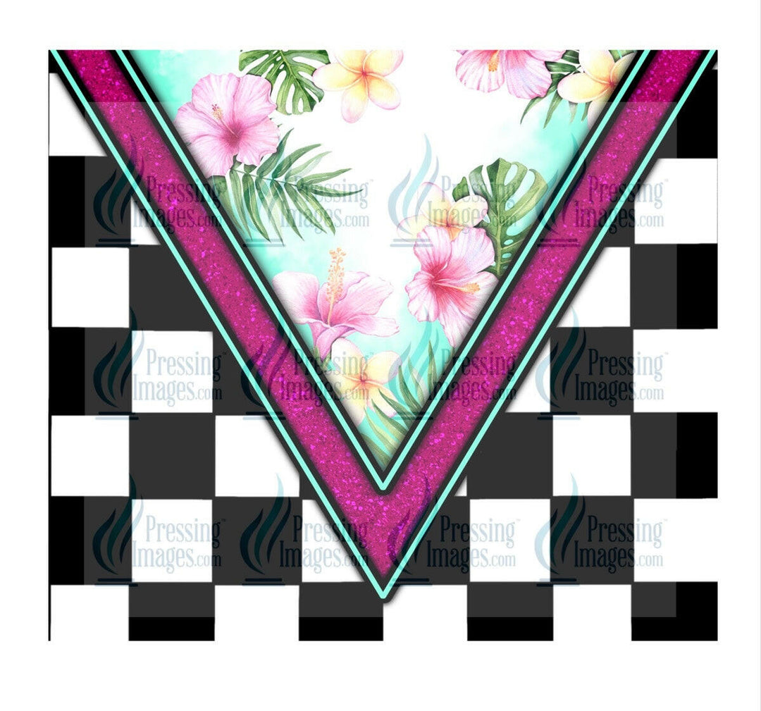 8046 V flower/checker tumbler Wrap.