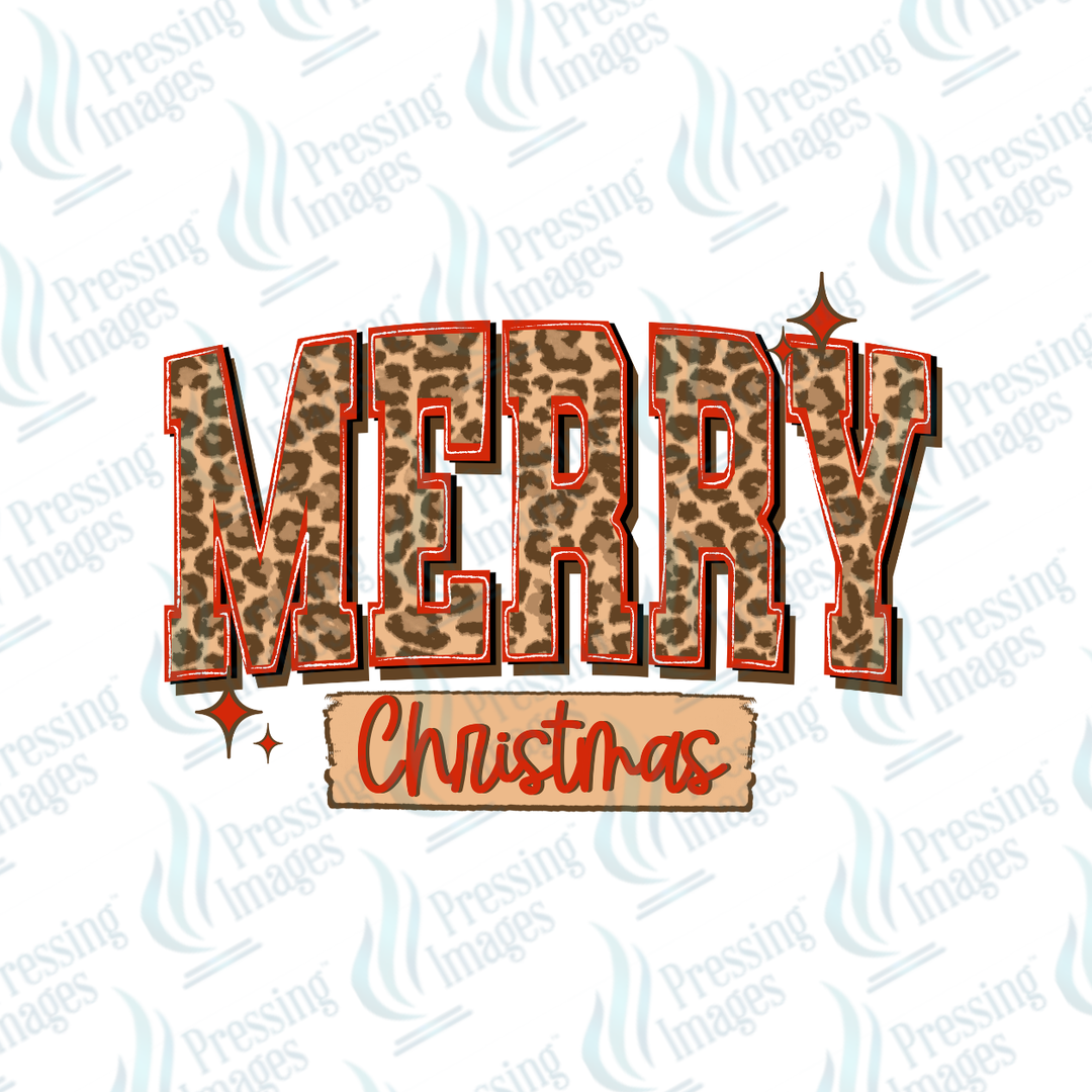 Merry Christmas Varsity LEOPARD PRINT| Pressing Images (#7674)