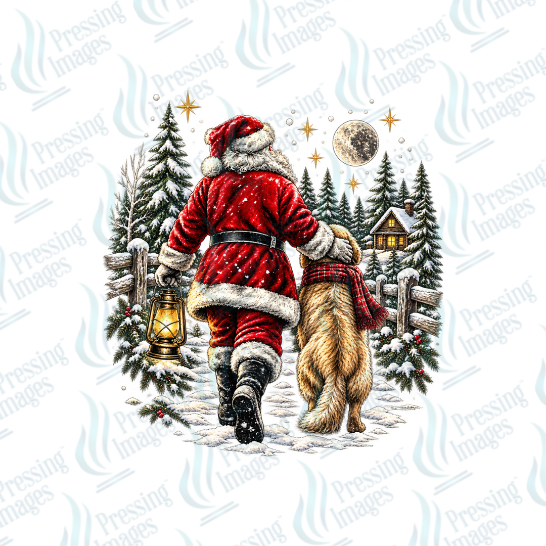 Moonlit Santa and Dog | Pressing Images (#7722)