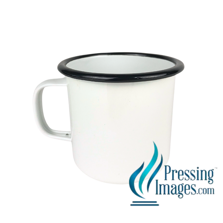 Black Rim White enamel 15oz Coffee Mug - 110081