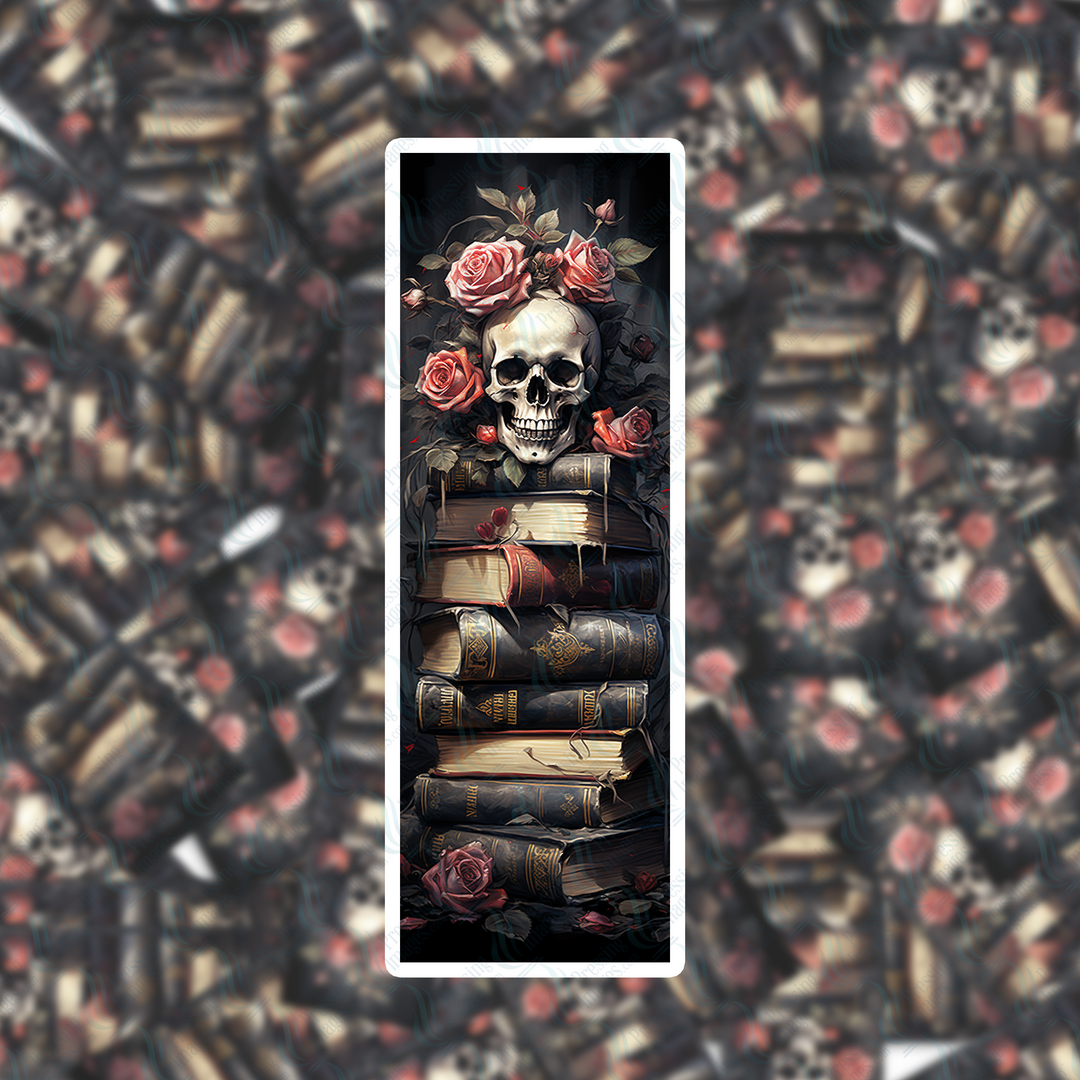 PI 0316 Goth Pink Rose Skull Bookmark Decal & Acrylic Blank