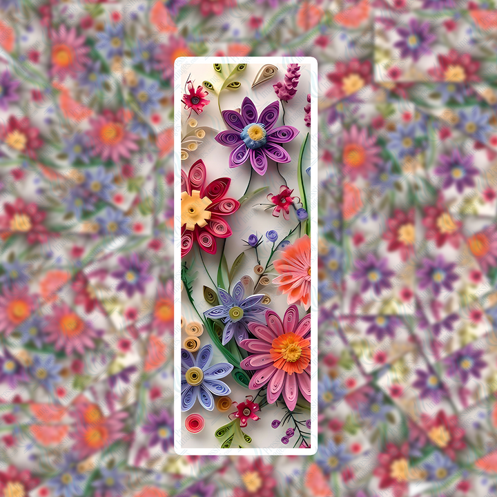 PI 0423 3D Paper Flower Six Bookmark Decal & Acrylic Blank