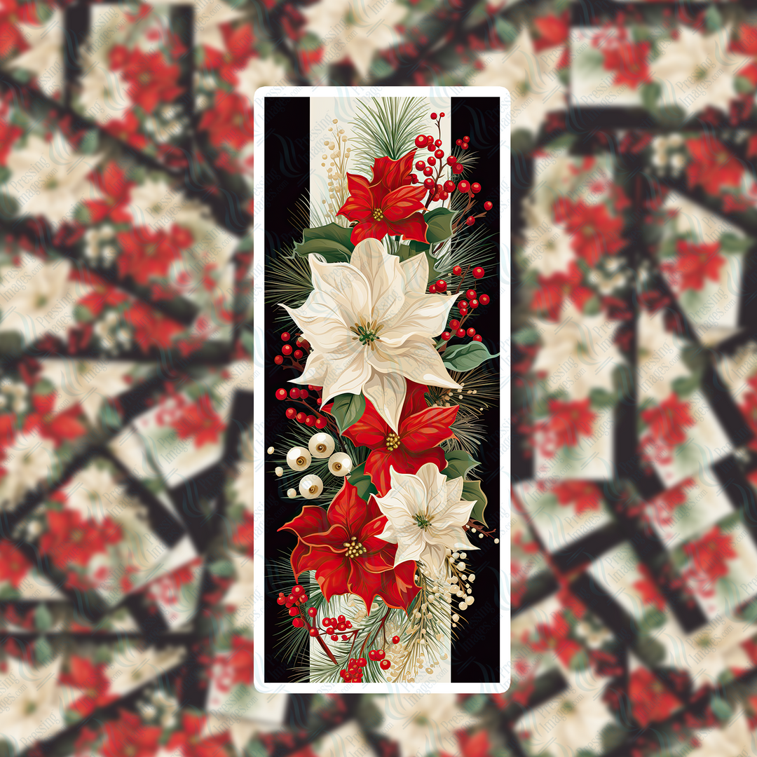PI 0429 Classic Poinsettia Bookmark Decal & Acrylic Blank