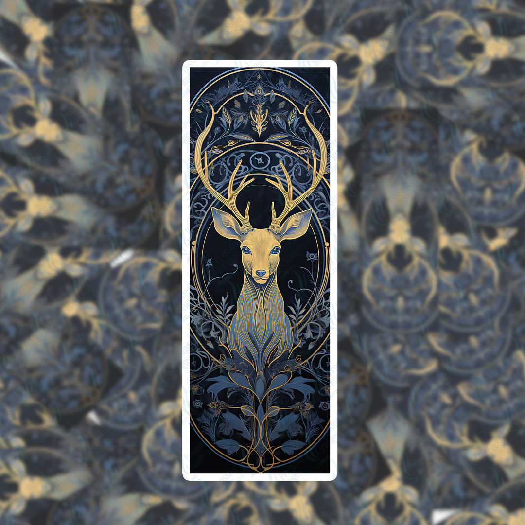 PI 0444 Blue Gold Deer One Bookmark Decal & Acrylic Blank