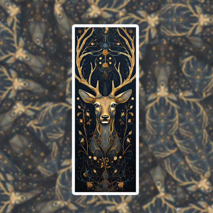 PI 0445 Blue Gold Deer Two  Bookmark Decal & Acrylic Blank