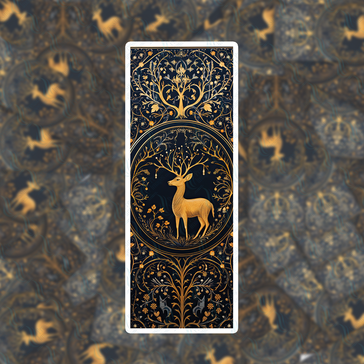 PI 0446 Blue Gold Deer Three Bookmark Decal & Acrylic Blank