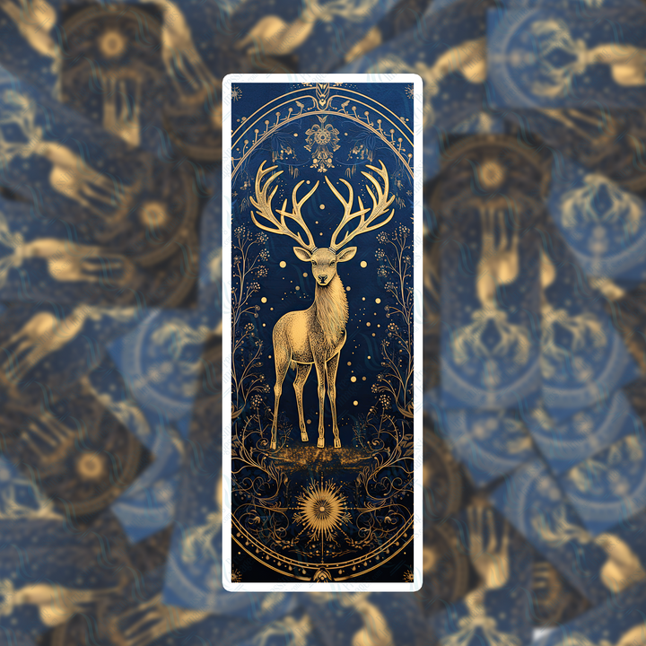 Pi 0447 Blue Gold Deer Four Bookmark Decal & Acrylic Blank