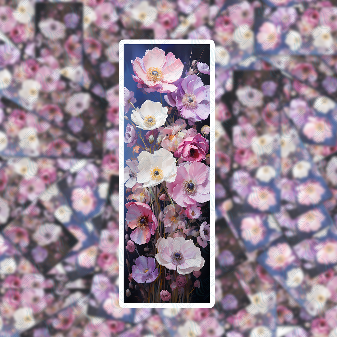 PI 393 Floral Anemones Bookmark Decal & Acrylic Blank