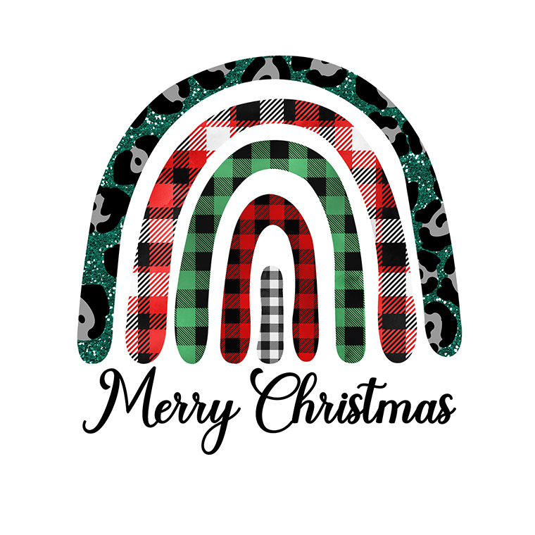 PI 5021 3" Merry Christmas Rainbow Ornament Decal & Acrylic Blank